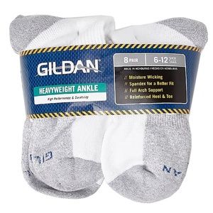 Gildan Heavyweight Ankle 8 Pair Socks Size 6-12
